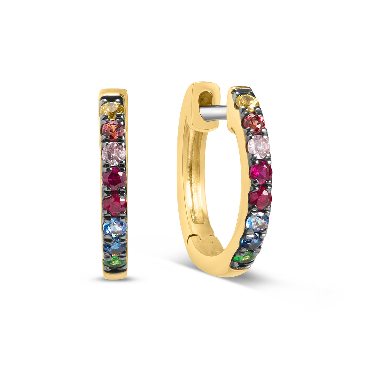 Rainbow Sapphire Huggie Earring