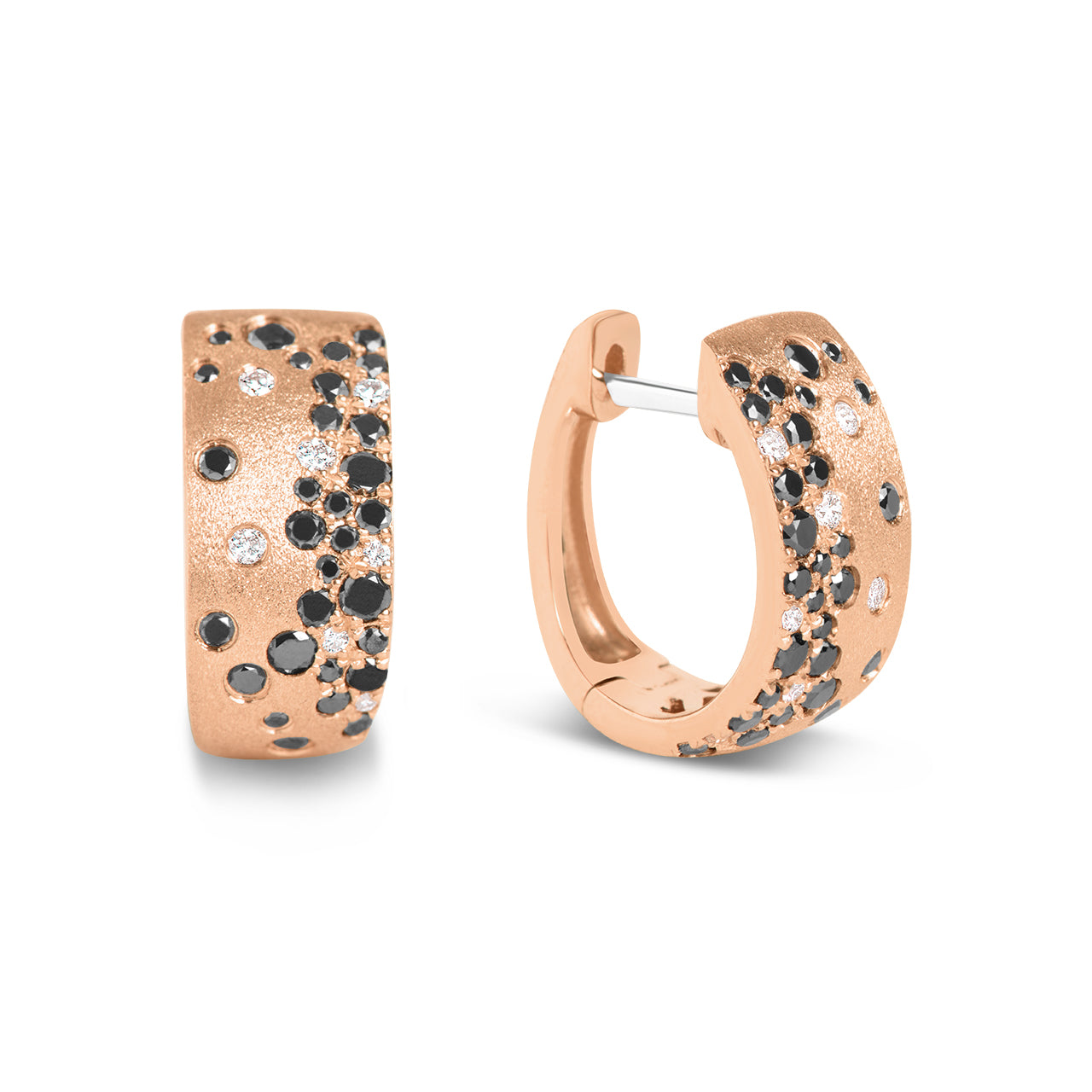 Black & White Diamond Confetti 7mm Wide Huggie Earring