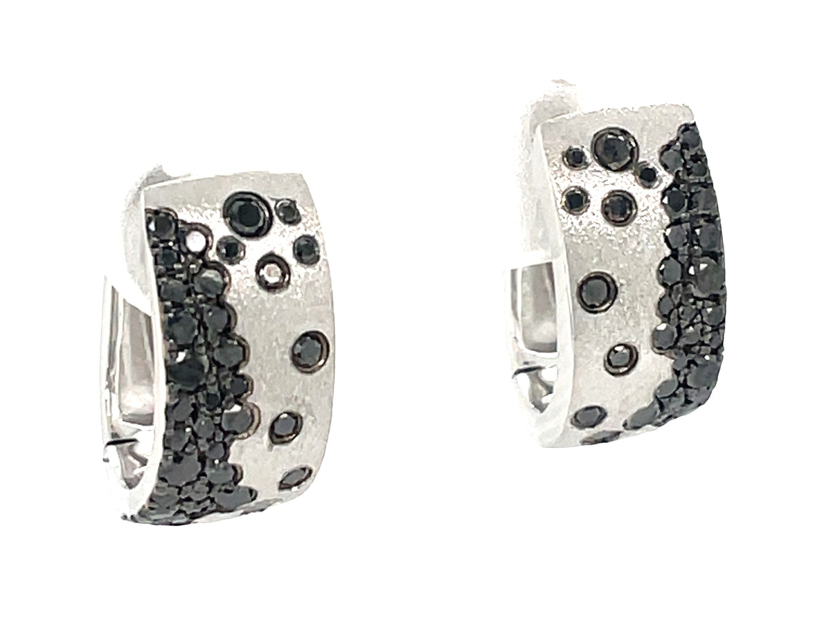 BLACK DIAMOND FLUSH SET EARRINGS, SATIN FINISH