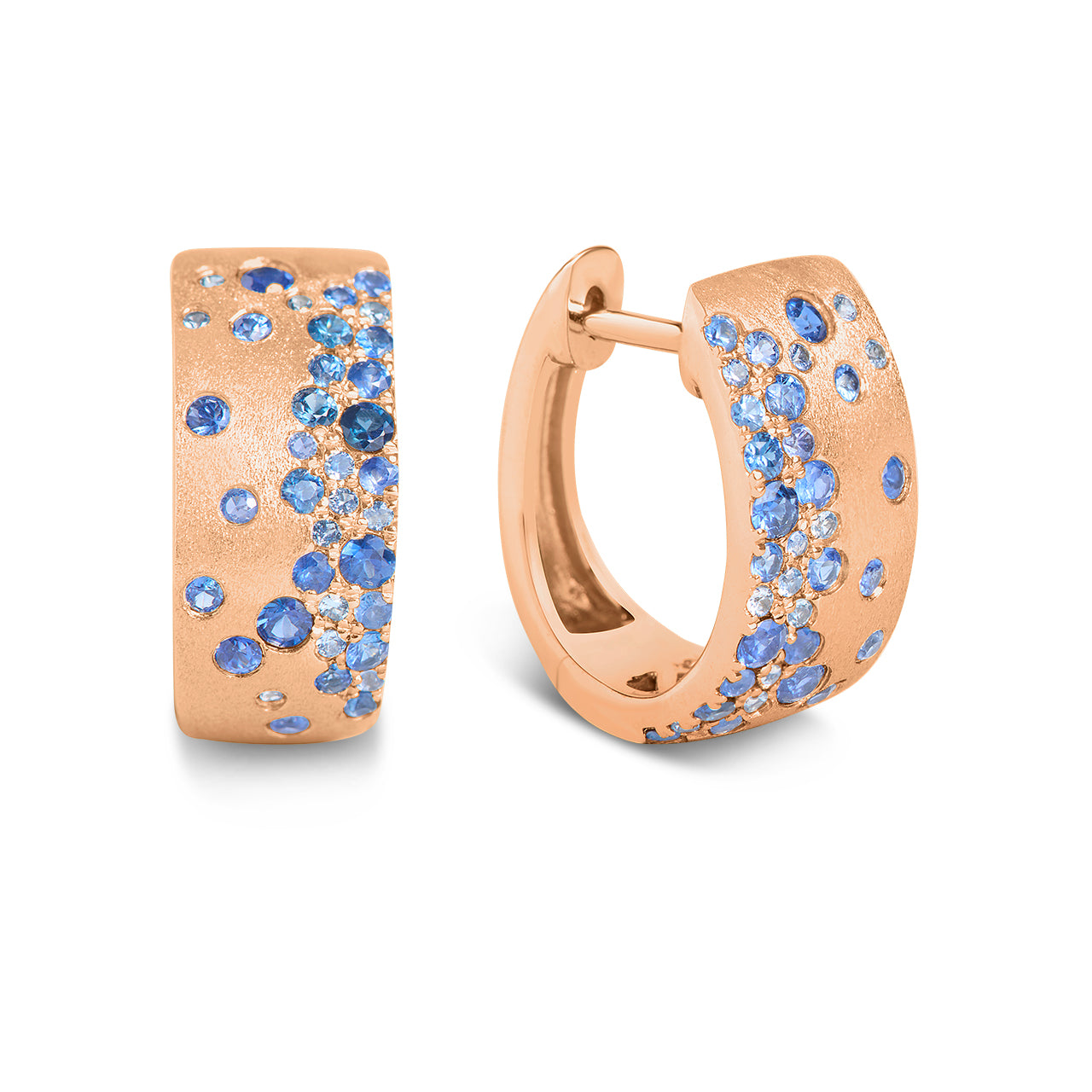 Sapphire Confetti 7mm Wide Huggie Earring
