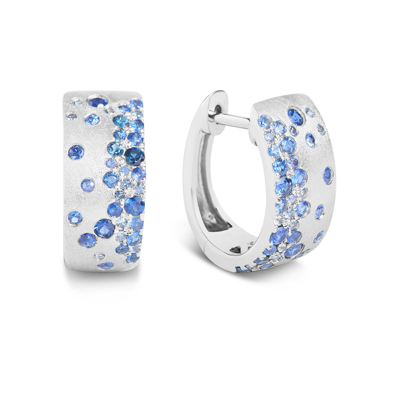 Sapphire Confetti 7mm Wide Huggie Earring