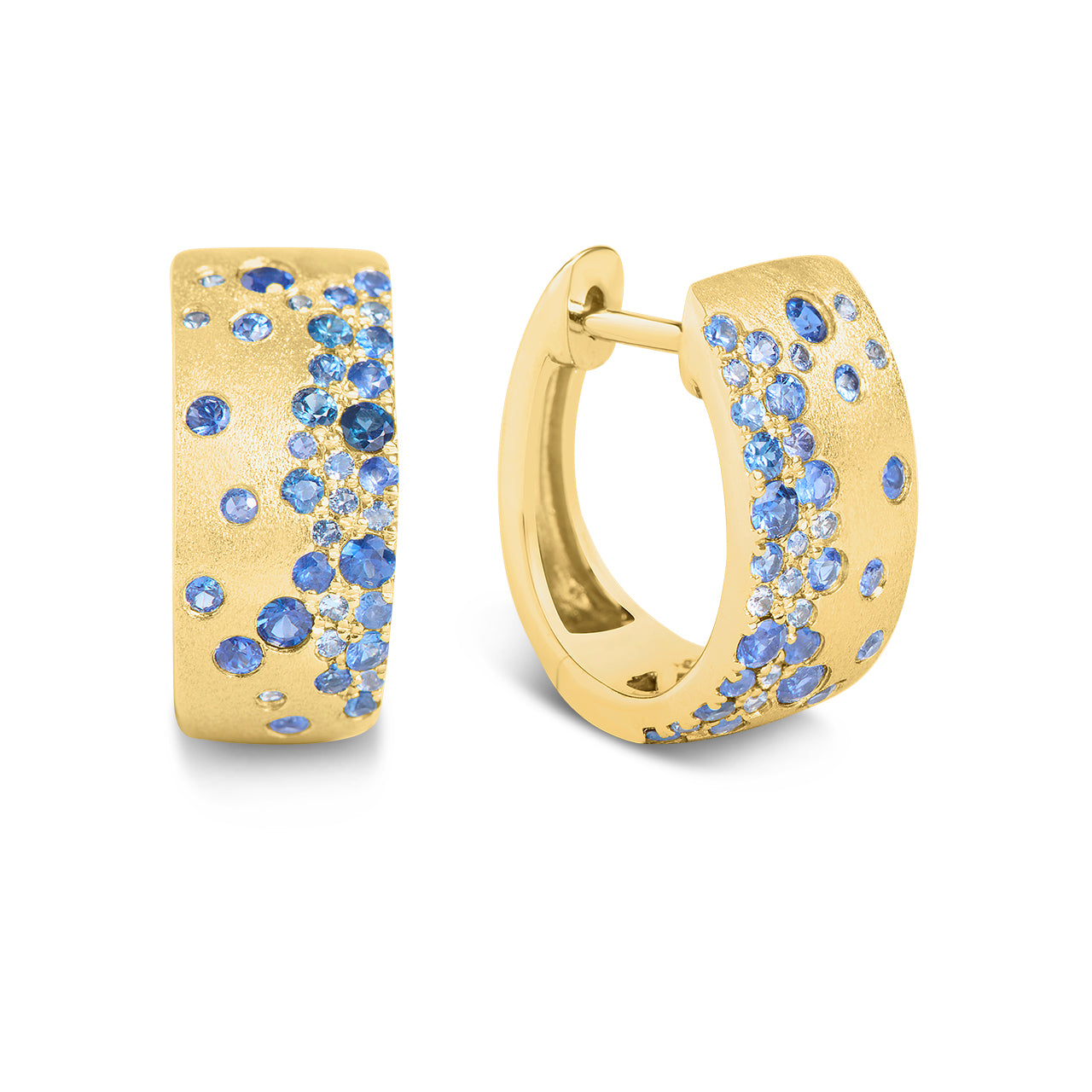 Sapphire Confetti 7mm Wide Huggie Earring