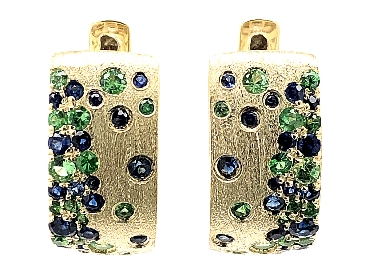 Tsavorite Sapphire Earring, Satin Finish, 14k Green Gold (H/N)