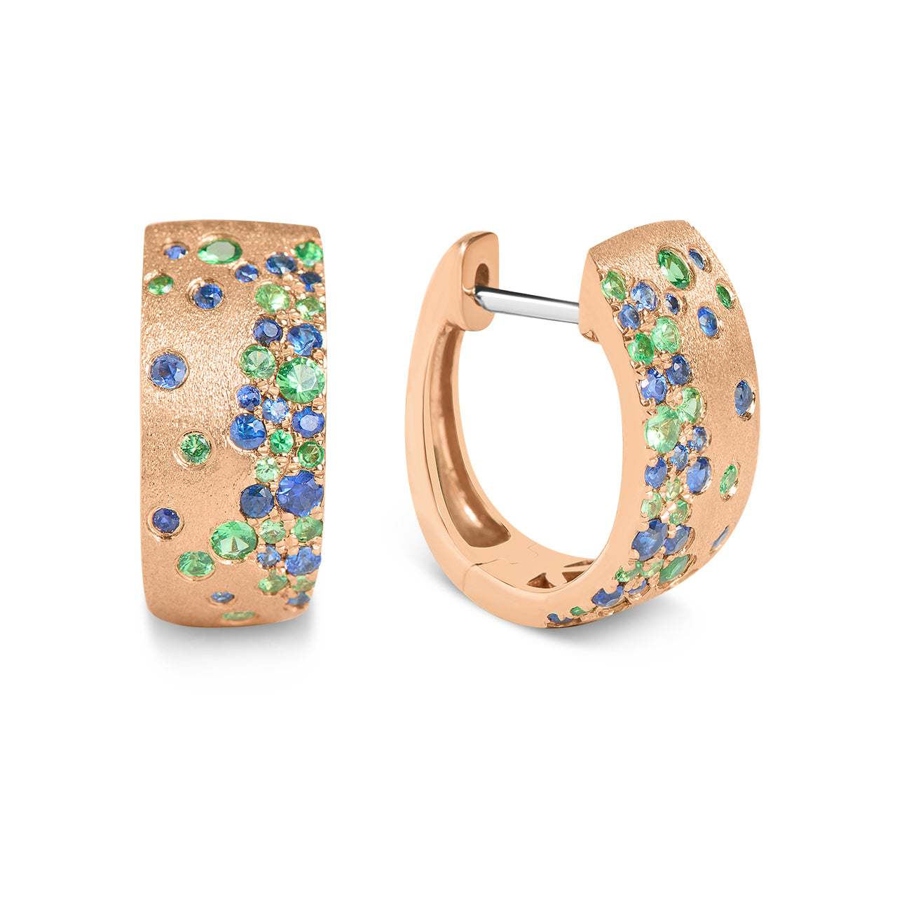Sapphire & Tsavorite 7mm Wide Huggie Earring