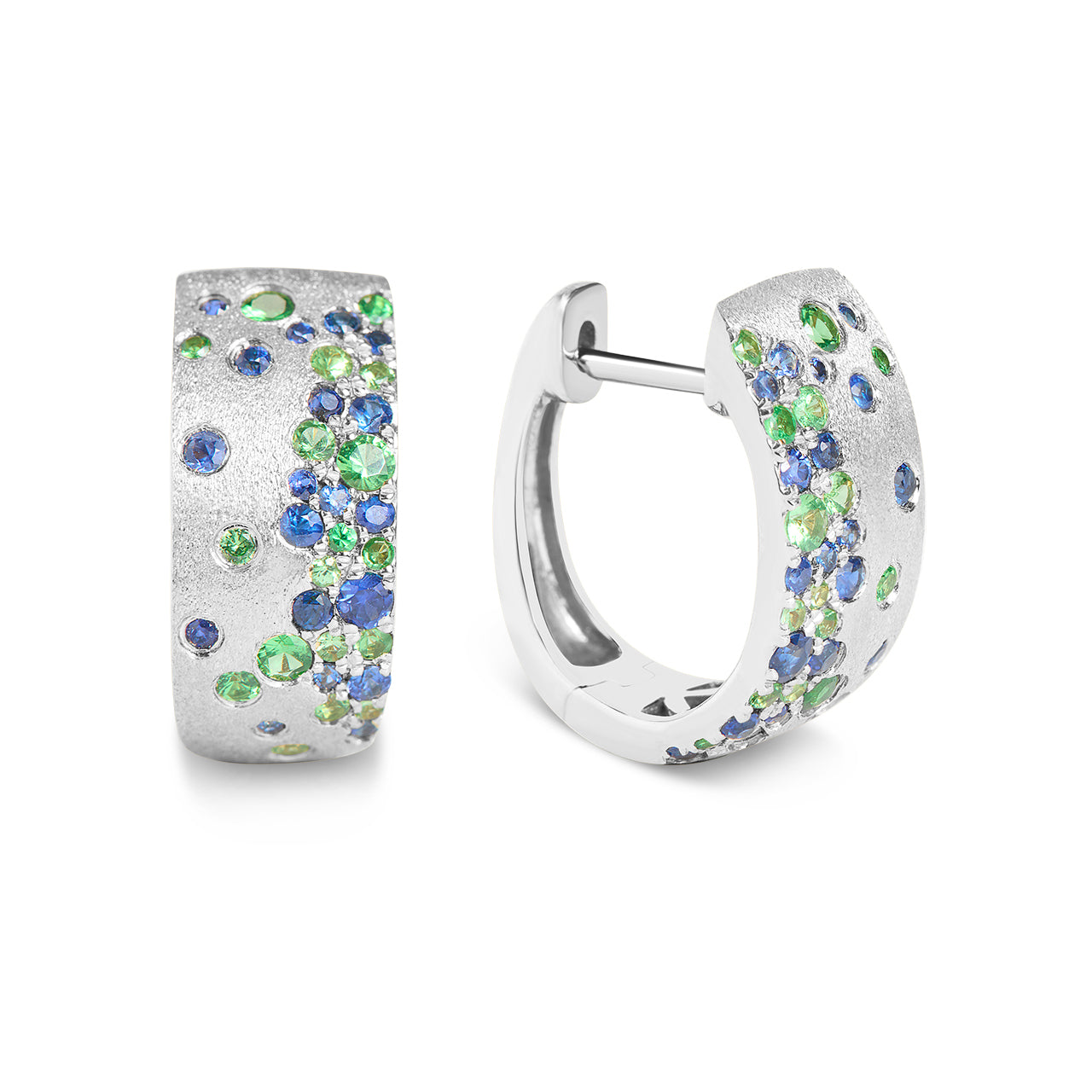 Sapphire & Tsavorite 7mm Wide Huggie Earring