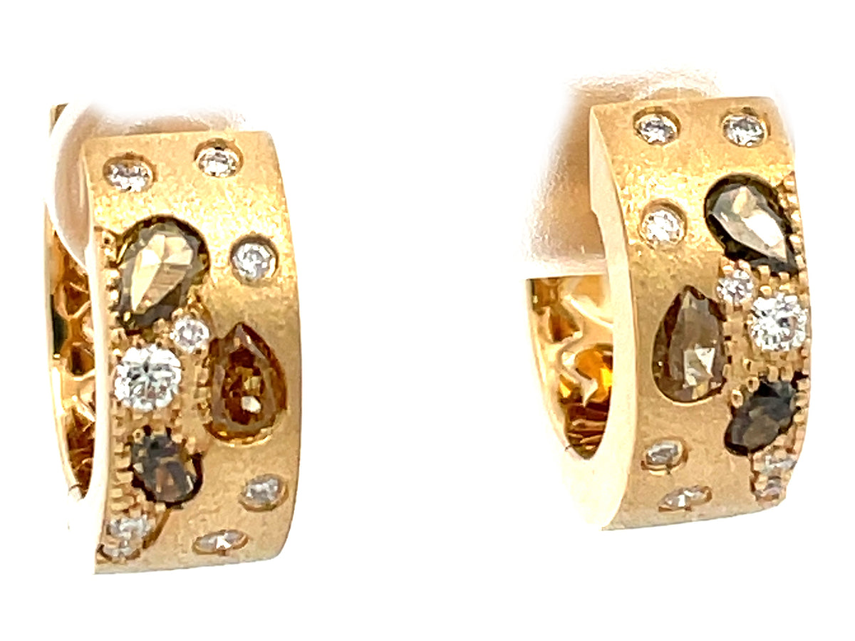 NATURAL FANCY COLOR & WHITE DIAMOND EARRING, 16MM, SATIN FINISH