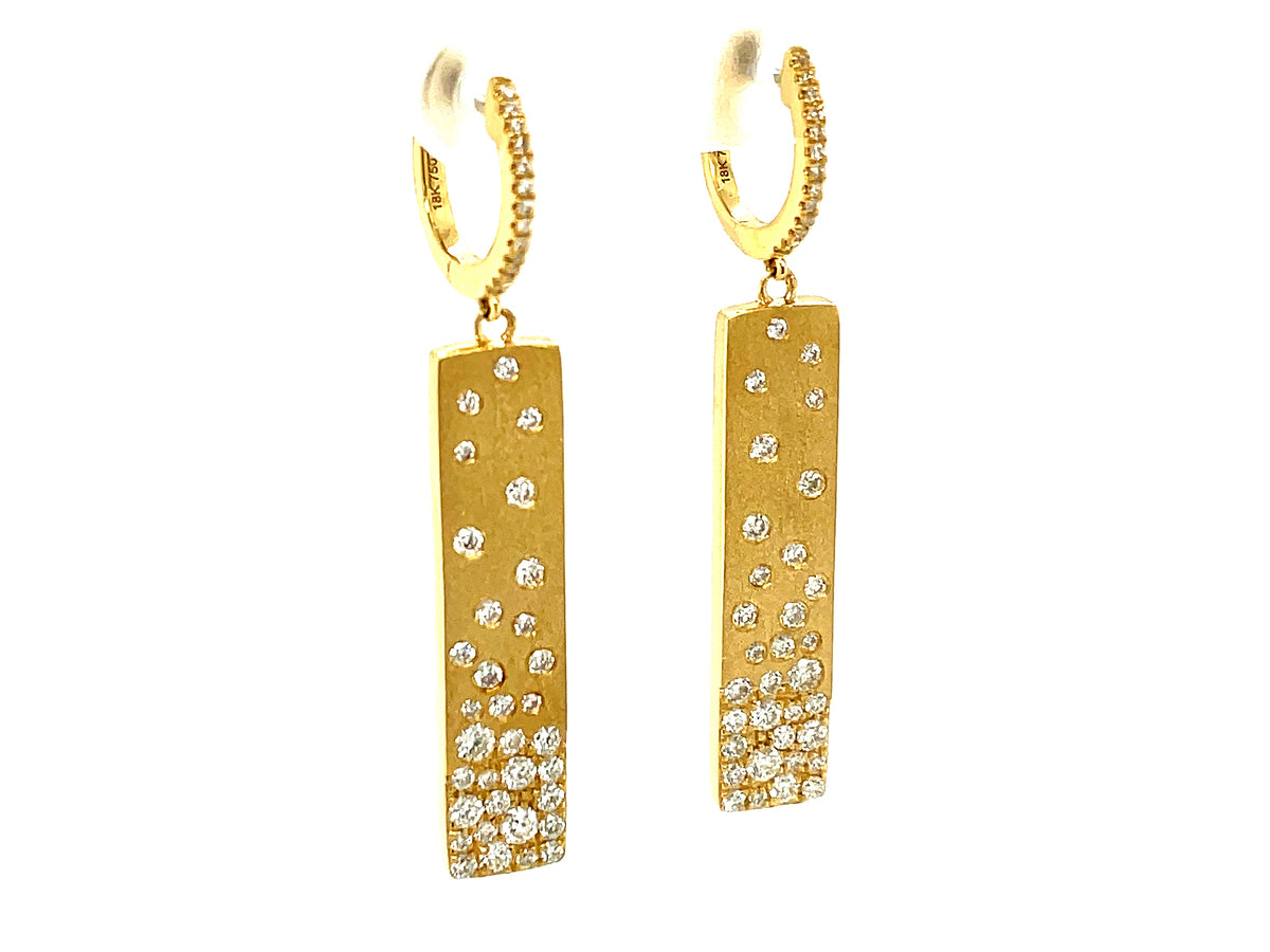 DIAMOND CONFETTI BAR DANGLE EARRING, SATIN FINISH