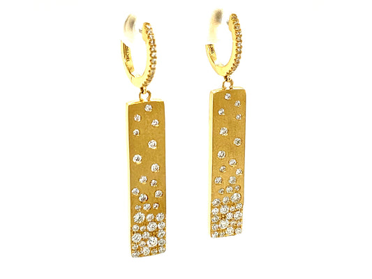DIAMOND CONFETTI BAR DANGLE EARRING, SATIN FINISH