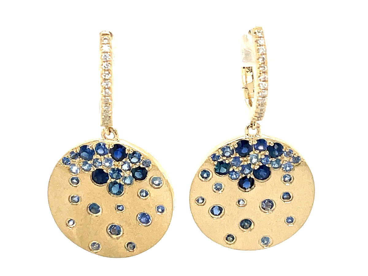 BLUE SAPPHIRE CIRCLE DANGLE EARRING