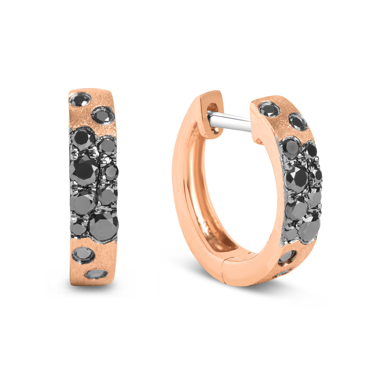 Black Diamond Confetti 3.1mm Wide Huggie Earring