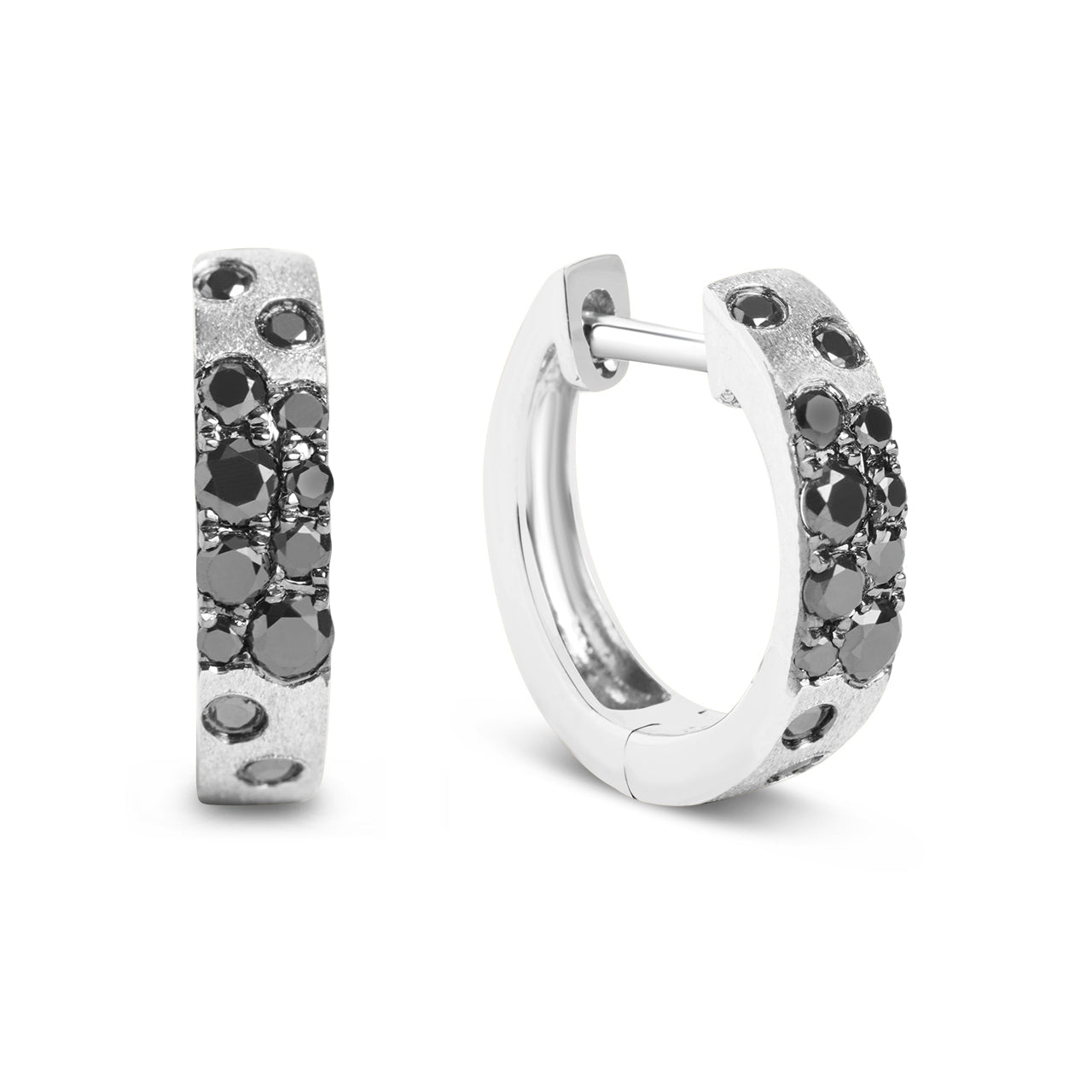 Black Diamond Confetti 3.1mm Wide Huggie Earring