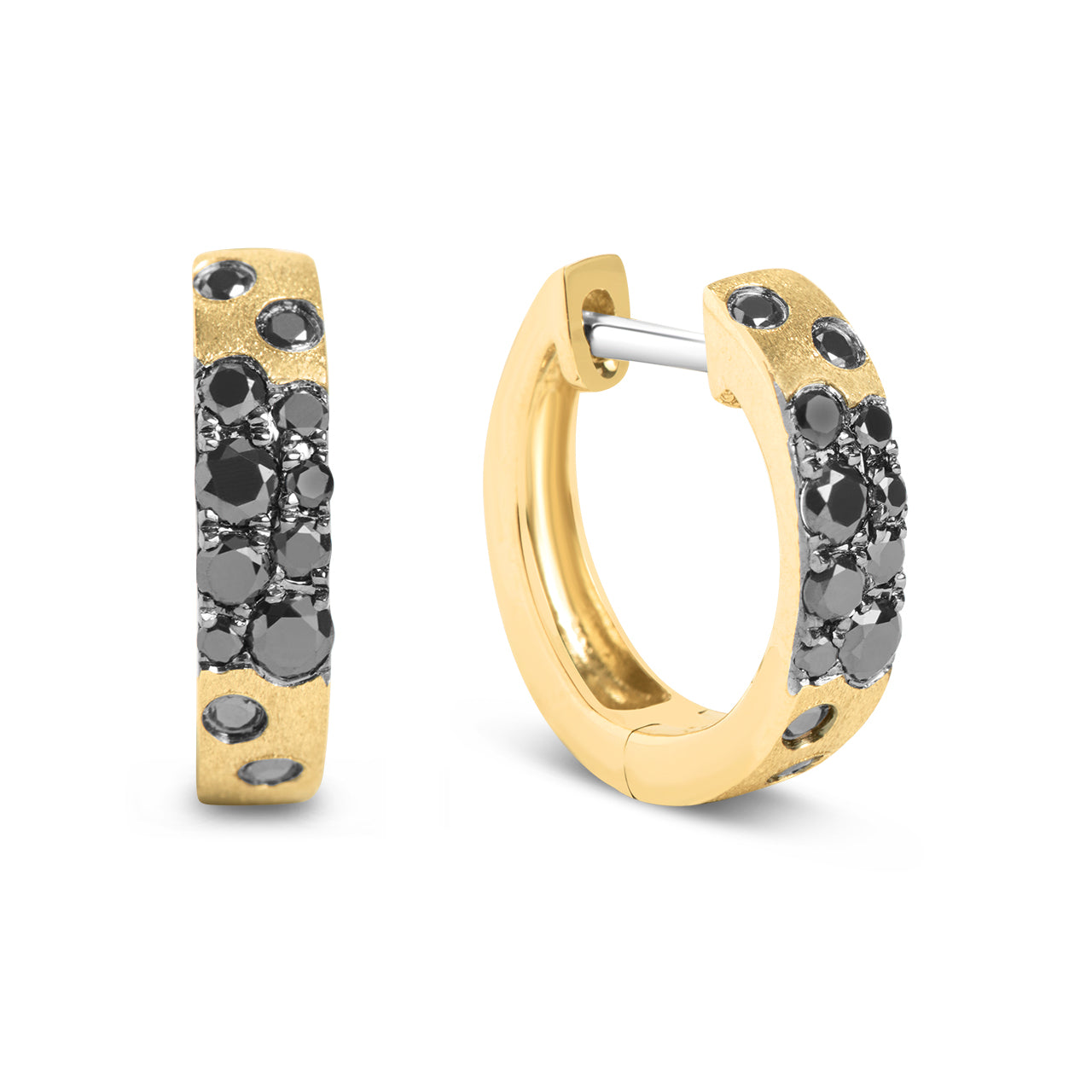 Black Diamond Confetti 3.1mm Wide Huggie Earring