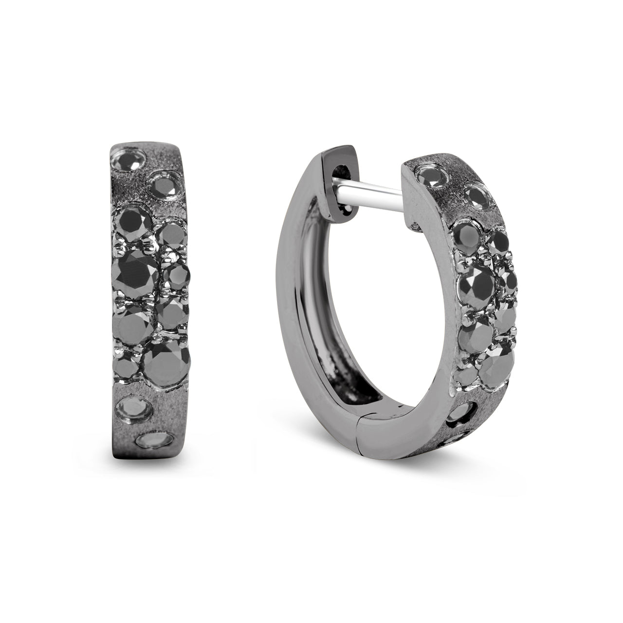Black Diamond Confetti 3.1mm Wide Huggie Earring