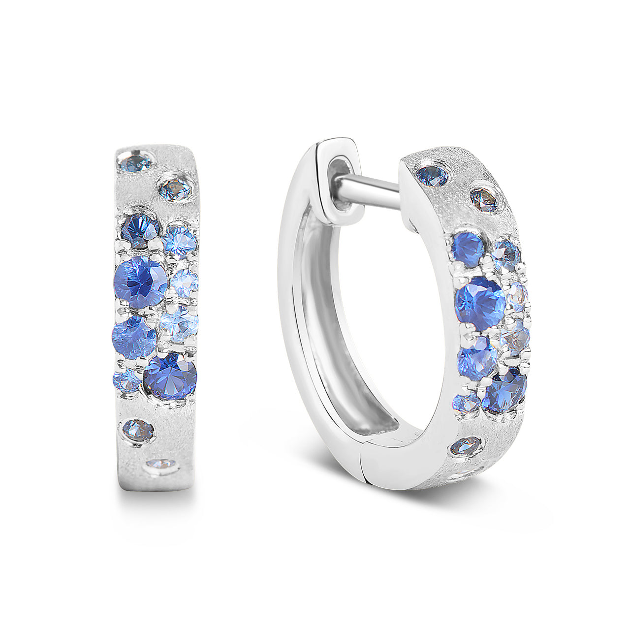 Sapphire Confetti 3.1mm Wide Huggie Earring