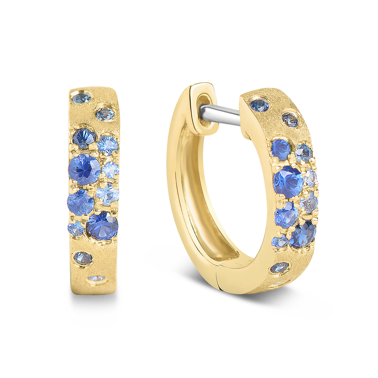 Sapphire Confetti 3.1mm Wide Huggie Earring