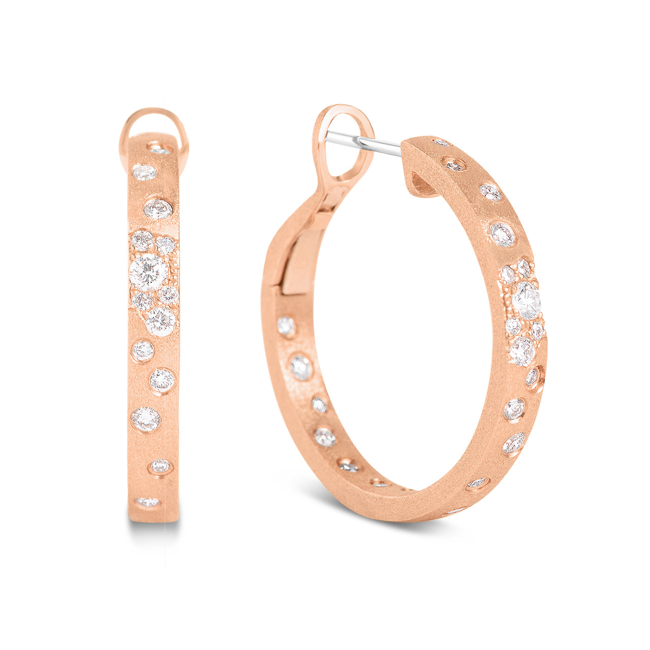 Diamond Confetti Round Hoop Earring