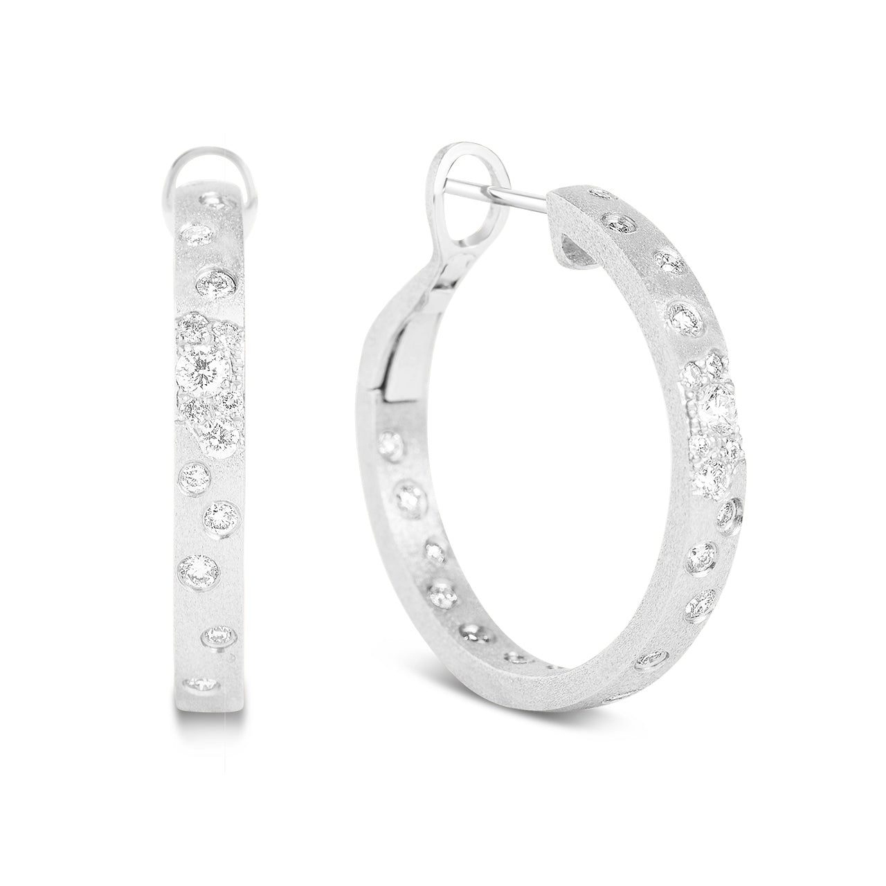 Diamond Confetti Round Hoop Earring