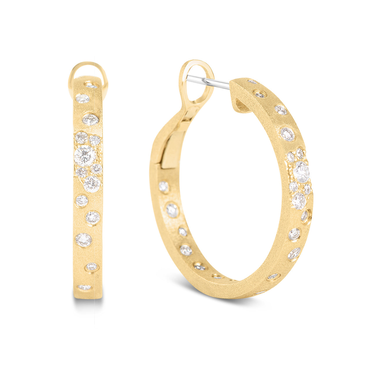 Diamond Confetti Round Hoop Earring