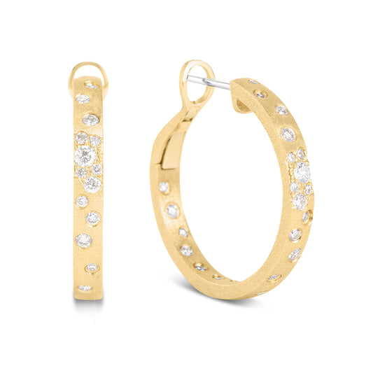 Diamond Confetti Round Hoop Earring