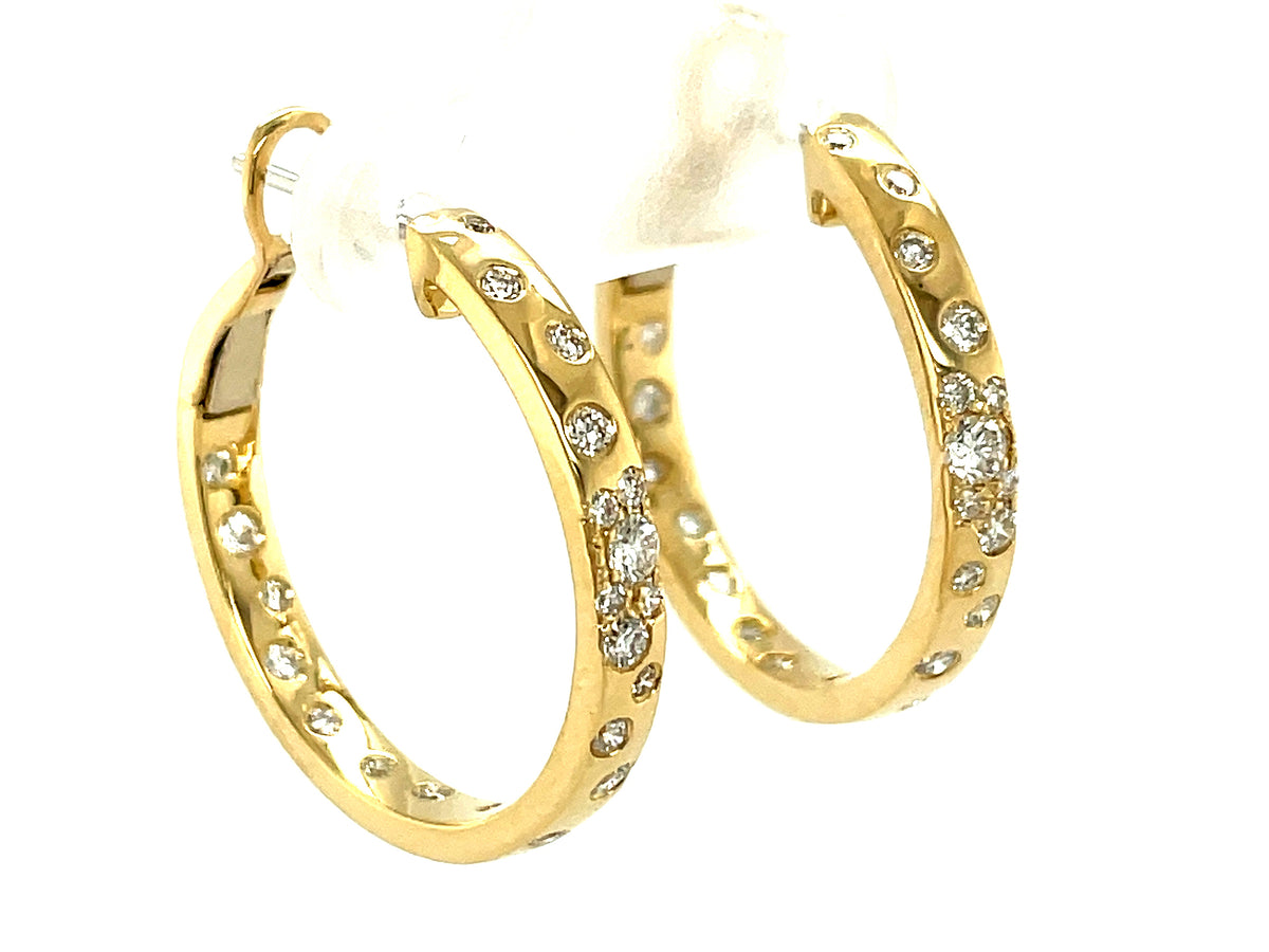 DIAMOND CONFETTI 25MM CLIP TOP HOOP EARRING