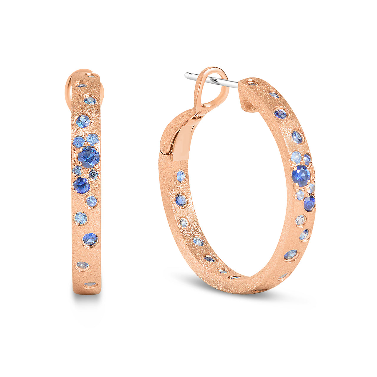 Sapphire Confetti Round Hoop Earring