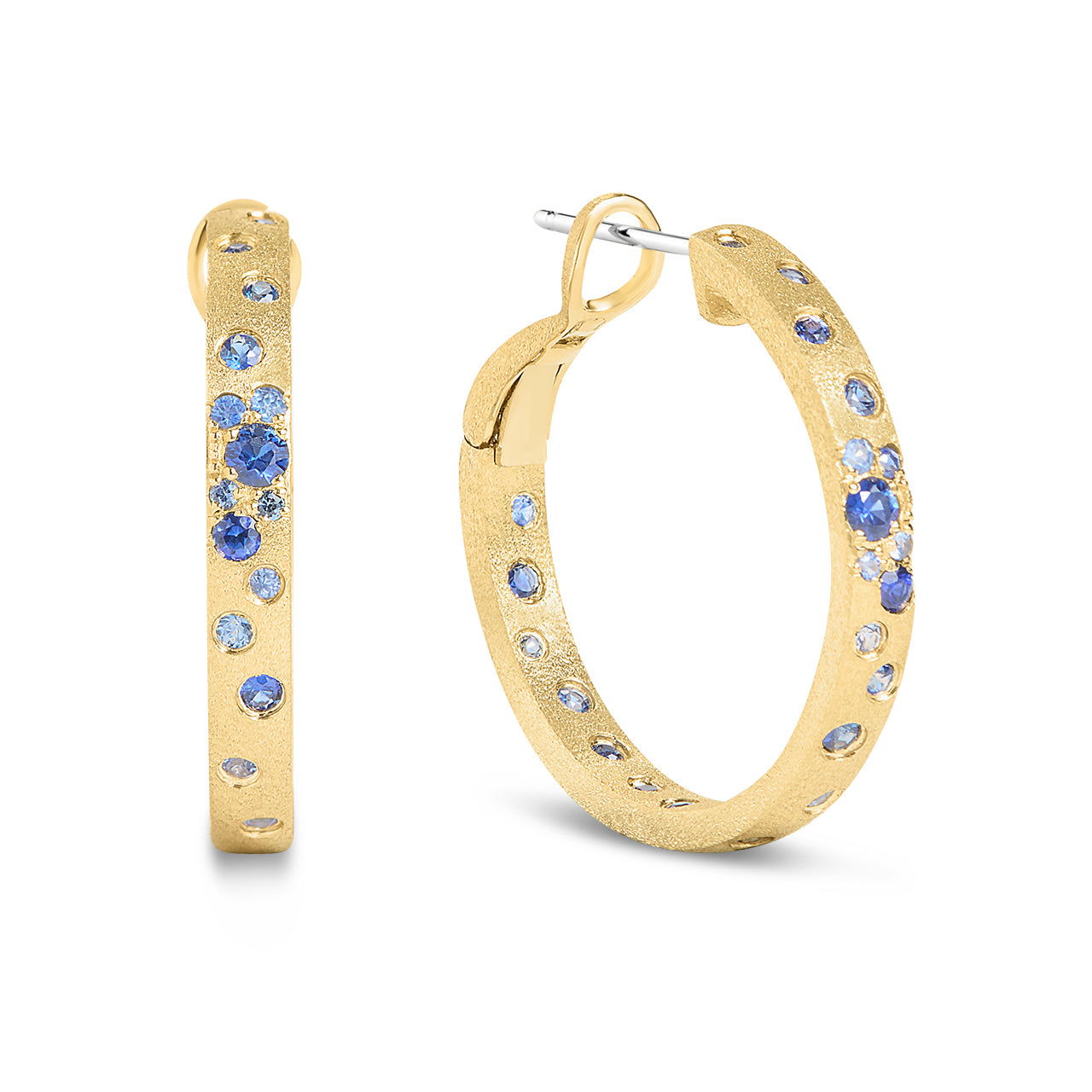 Sapphire Confetti Round Hoop Earring