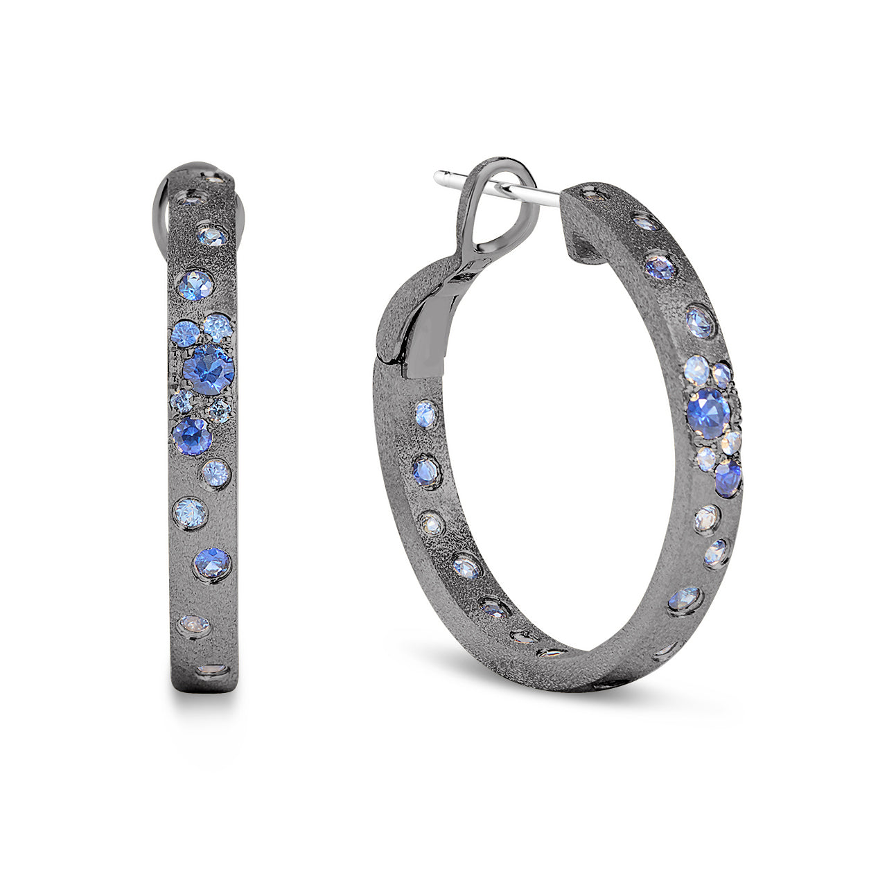 Sapphire Confetti Round Hoop Earring
