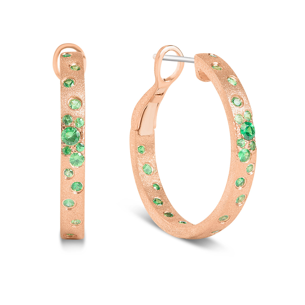 Tsavorite Confetti Round Hoop Earring