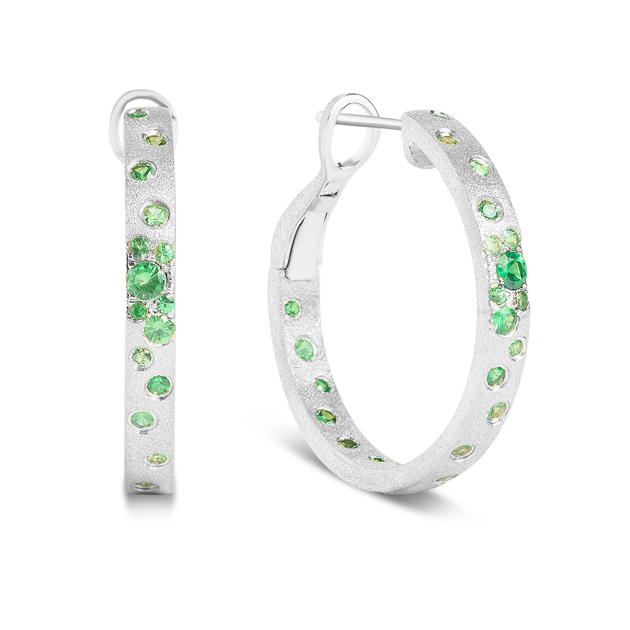 Tsavorite Confetti Round Hoop Earring