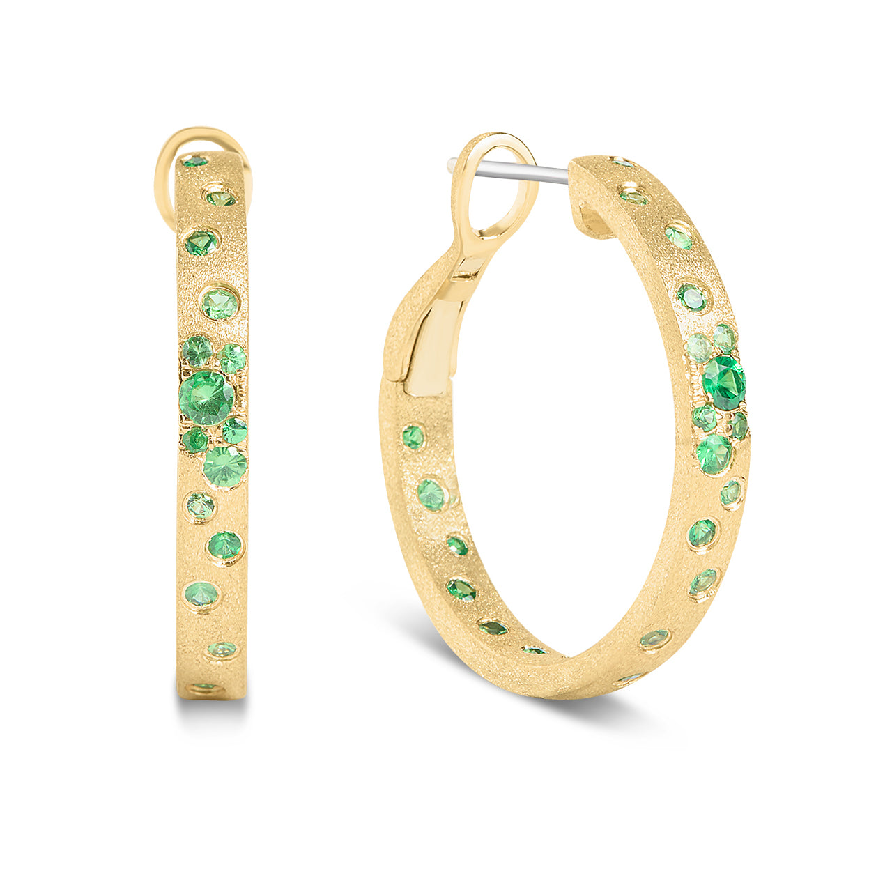 Tsavorite Confetti Round Hoop Earring