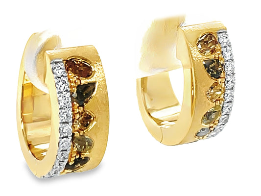 NATURAL FANCY COLOR DIAMOND EARRING, SATIN FINISH, 18KY (N)