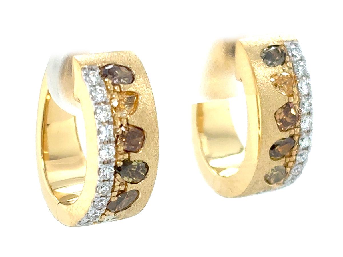 Natural Fancy Color Diamond Earring, Satin Finish, 18ky (N)