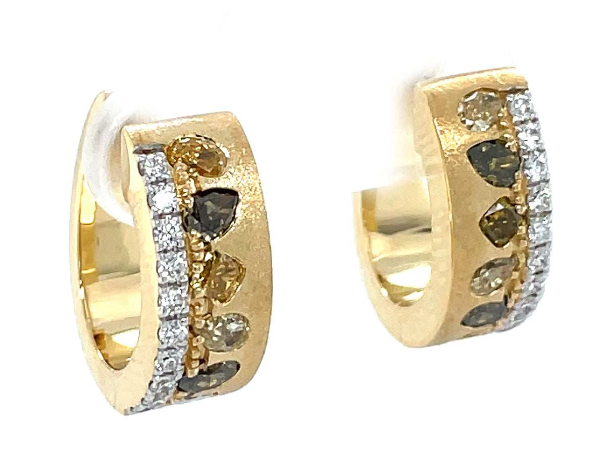 Natural Fancy Color Diamond Earring, Satin Finish, 18ky (N)