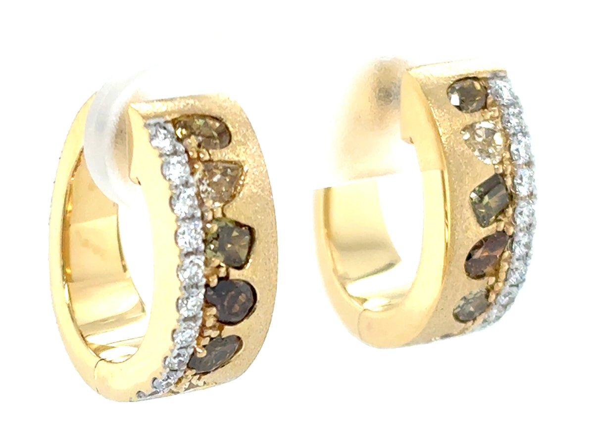 Natural Fancy Color Diamond Earring, Satin Finish, 18ky (N)