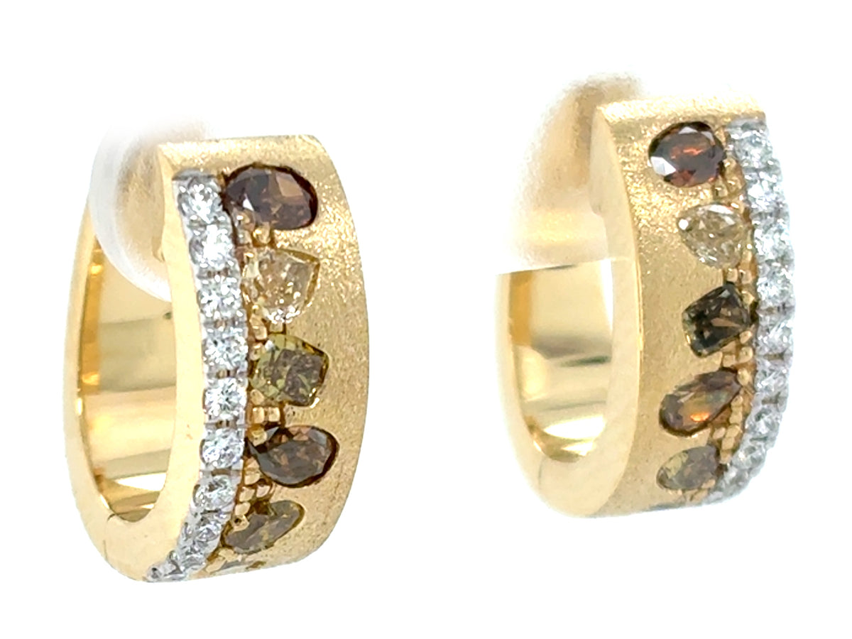 Natural Fancy Color Diamond Earring, Satin Finish, 18ky (N)