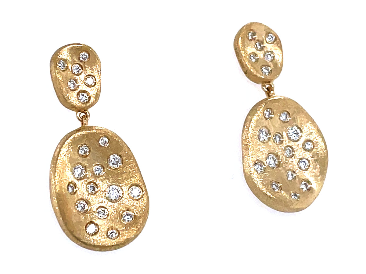 DIAMOND ROUNDS FLUSH SET DANGLE EARRING