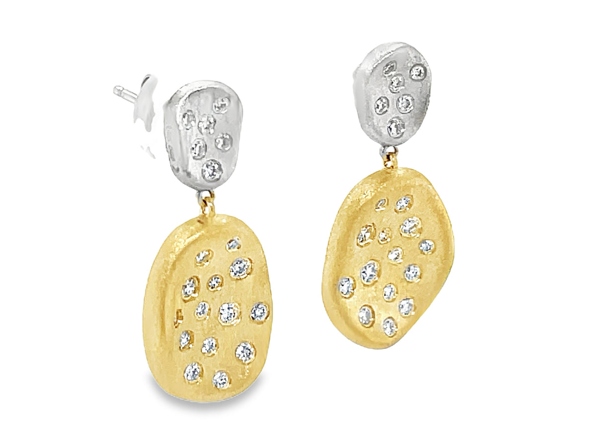 DIAMOND ROUNDS FLUSH SET DANGLE EARRING