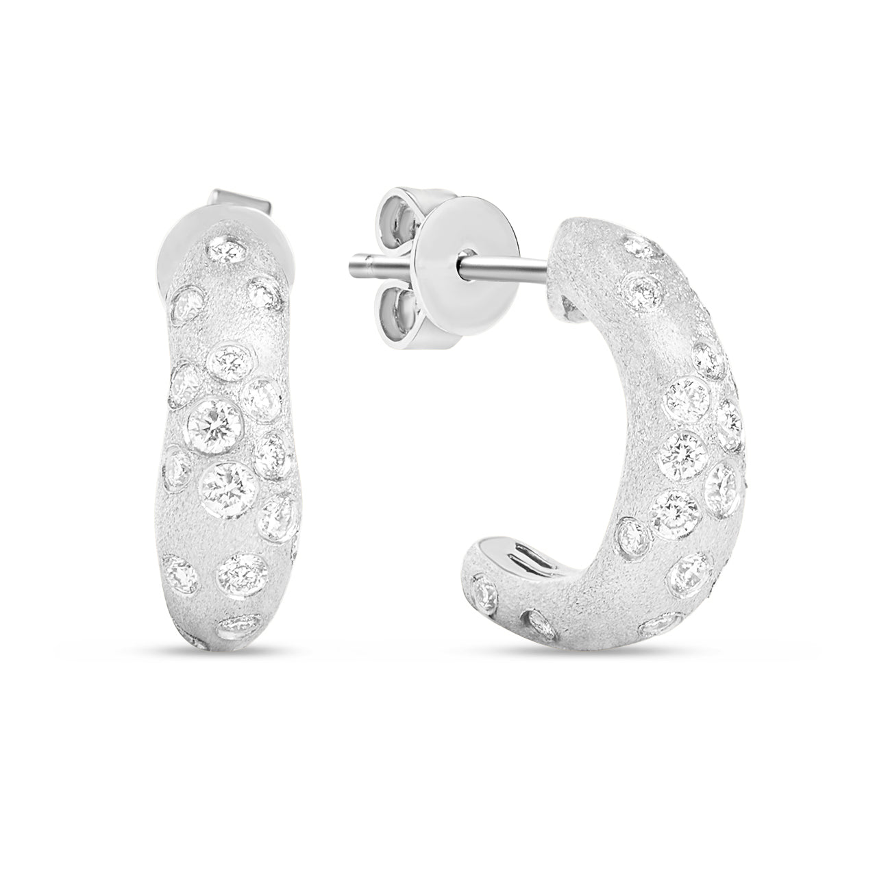 Diamond Confetti Artisan Huggie Earrings