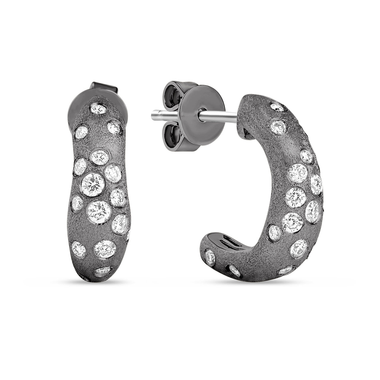 Diamond Confetti Artisan Huggie Earrings