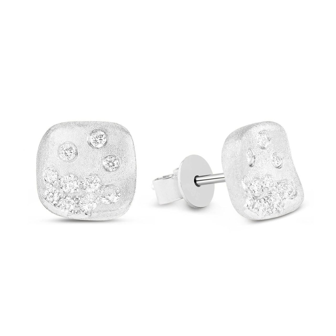 Diamond Confetti Artisan Cushion Stud Earring