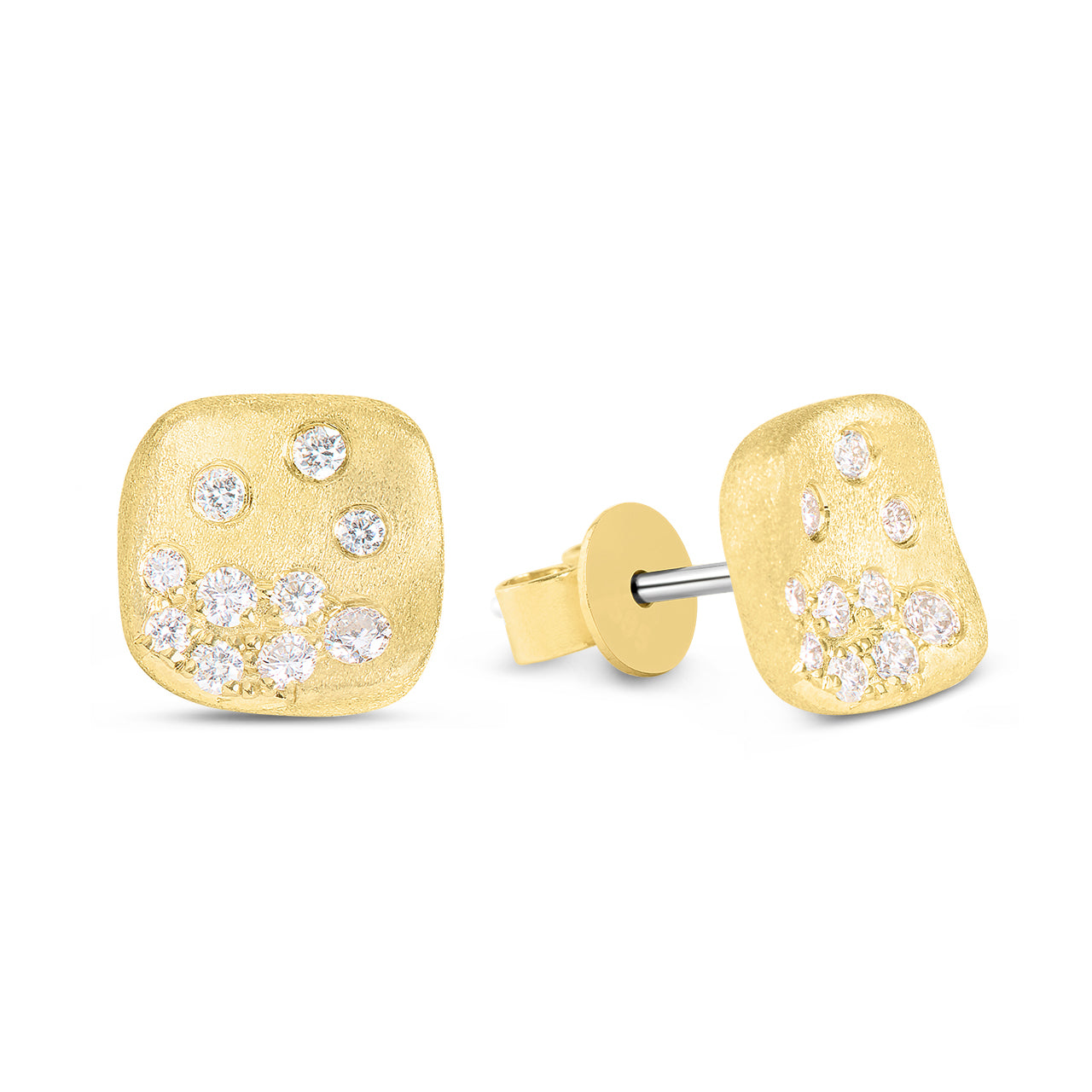 Diamond Confetti Artisan Cushion Stud Earring