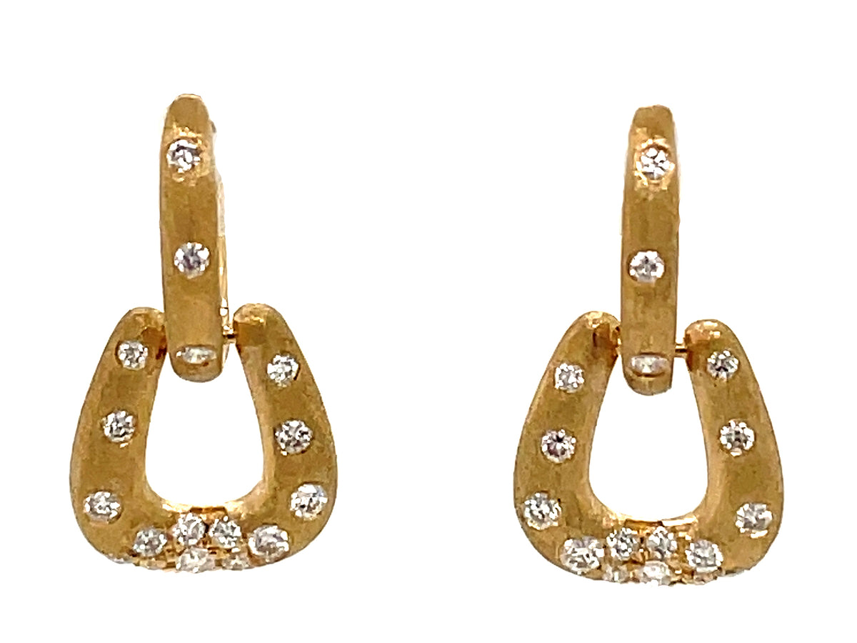 DIAMOND ROUNDS FLUSH SET HORSESHOE DANGLE EARRING