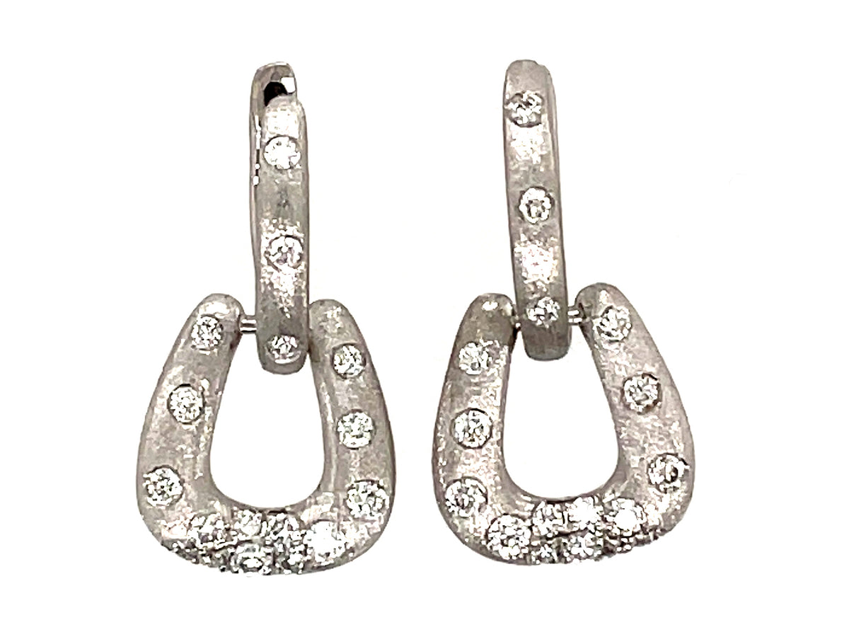 DIAMOND ROUNDS FLUSH SET HORSESHOE DANGLE EARRING