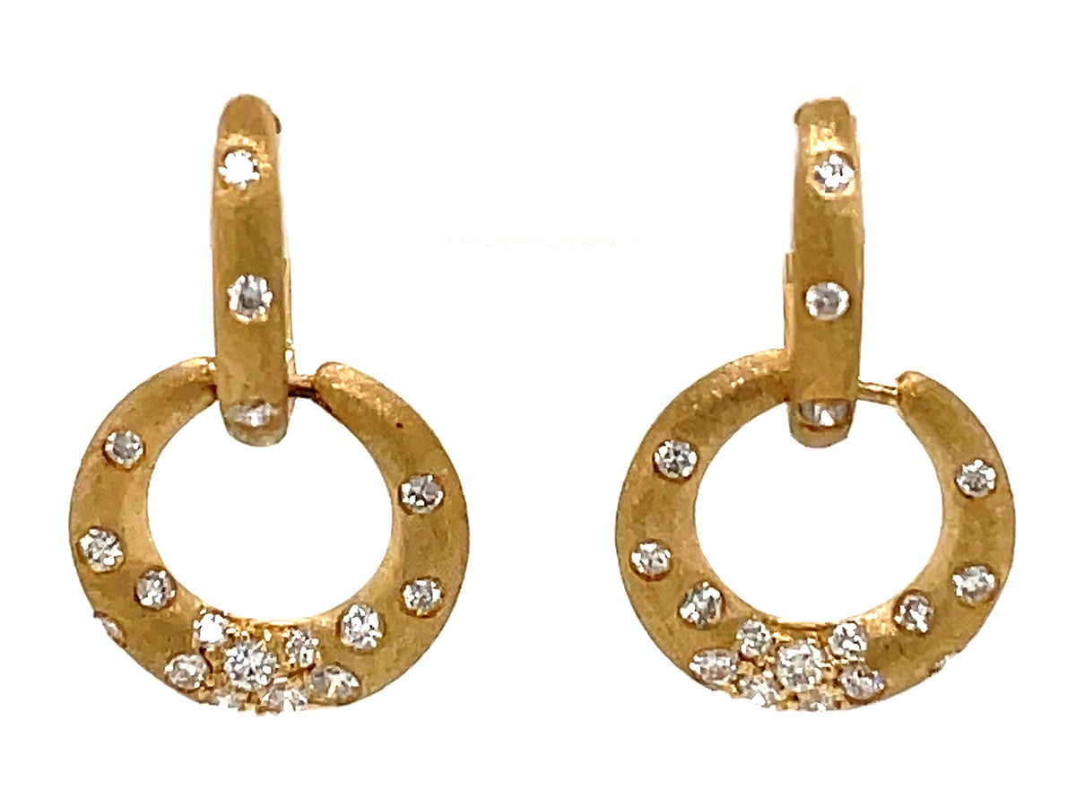 DIAMOND ROUNDS FLUSH SET CIRCLE DANGLE EARRING