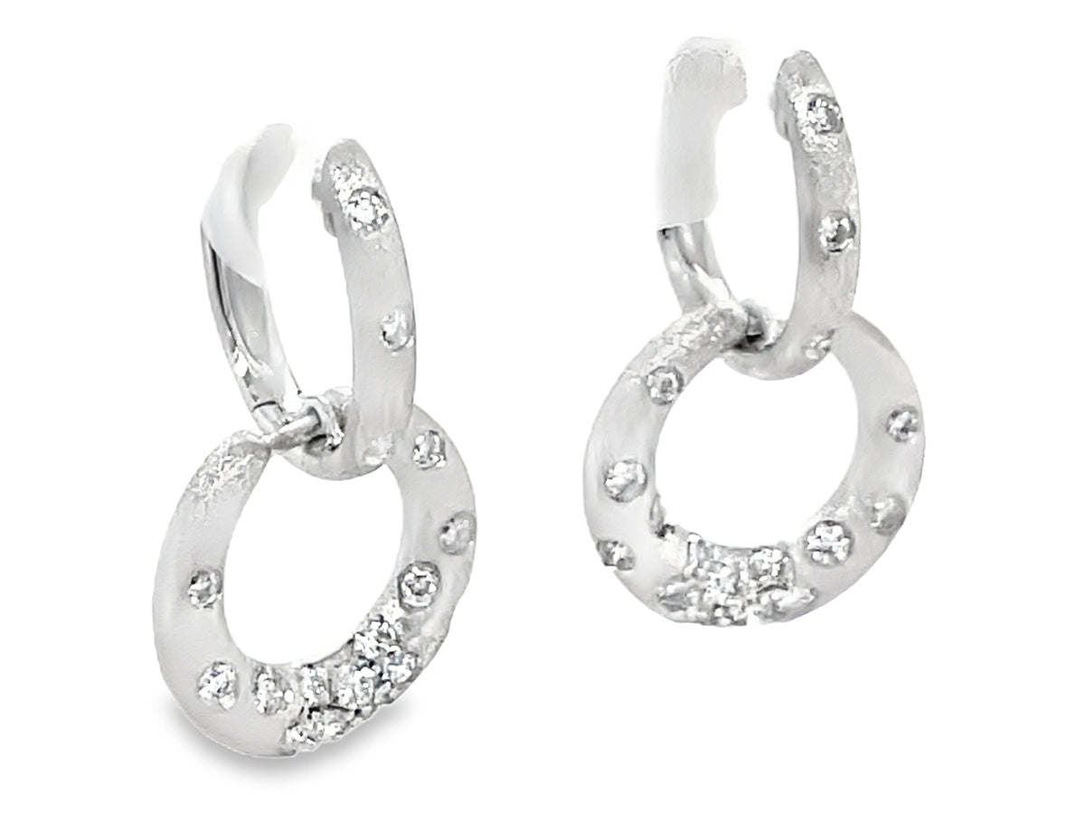 DIAMOND ROUNDS FLUSH SET CIRCLE DANGLE EARRING