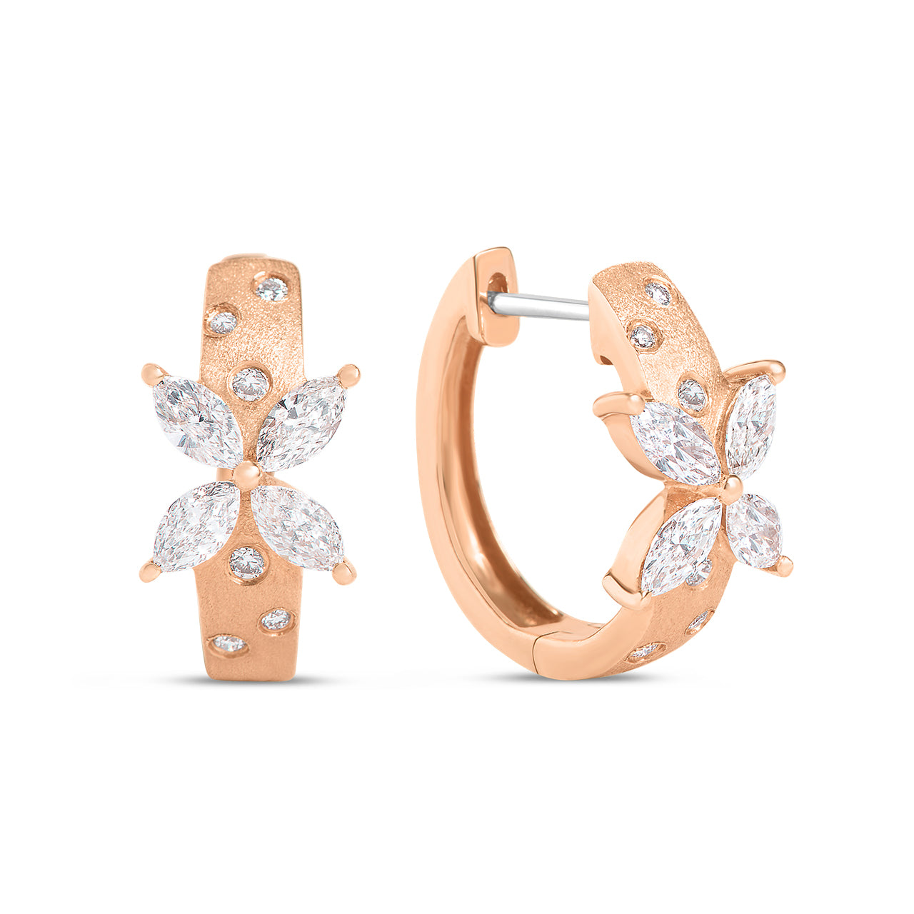 Diamond Floret X Huggie Earring