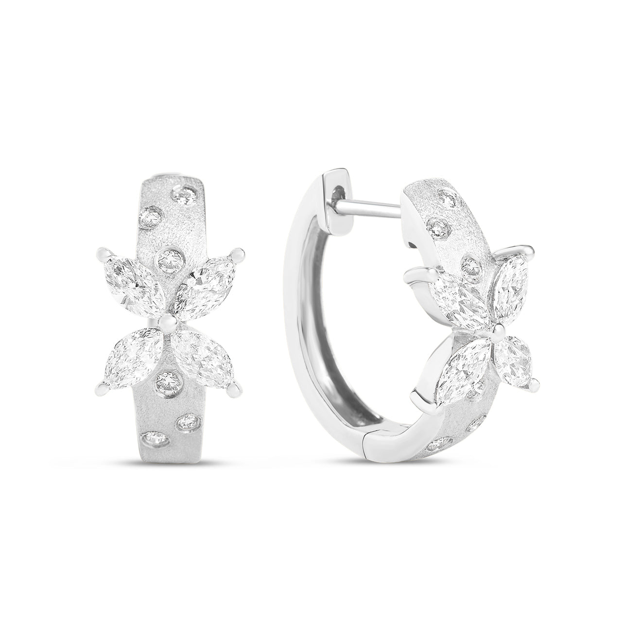 Diamond Floret X Huggie Earring