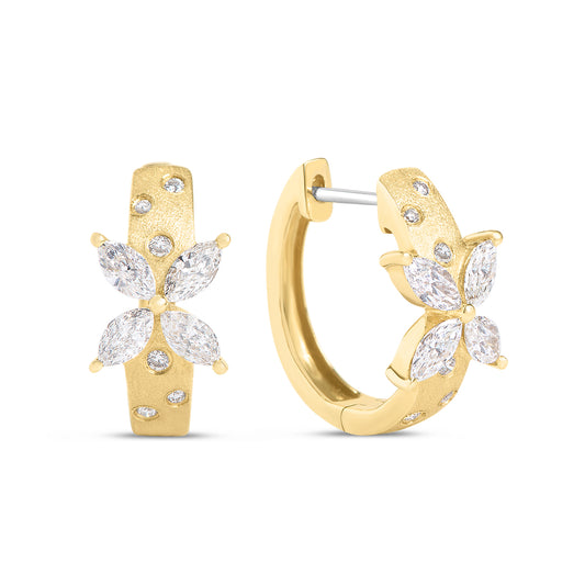 Diamond Floret X Huggie Earring