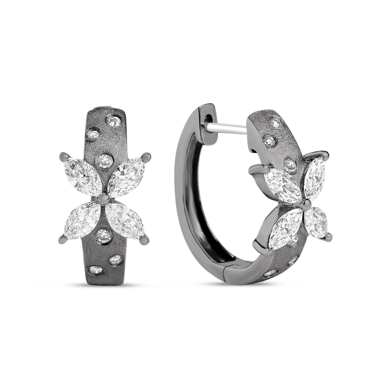 Diamond Floret X Huggie Earring