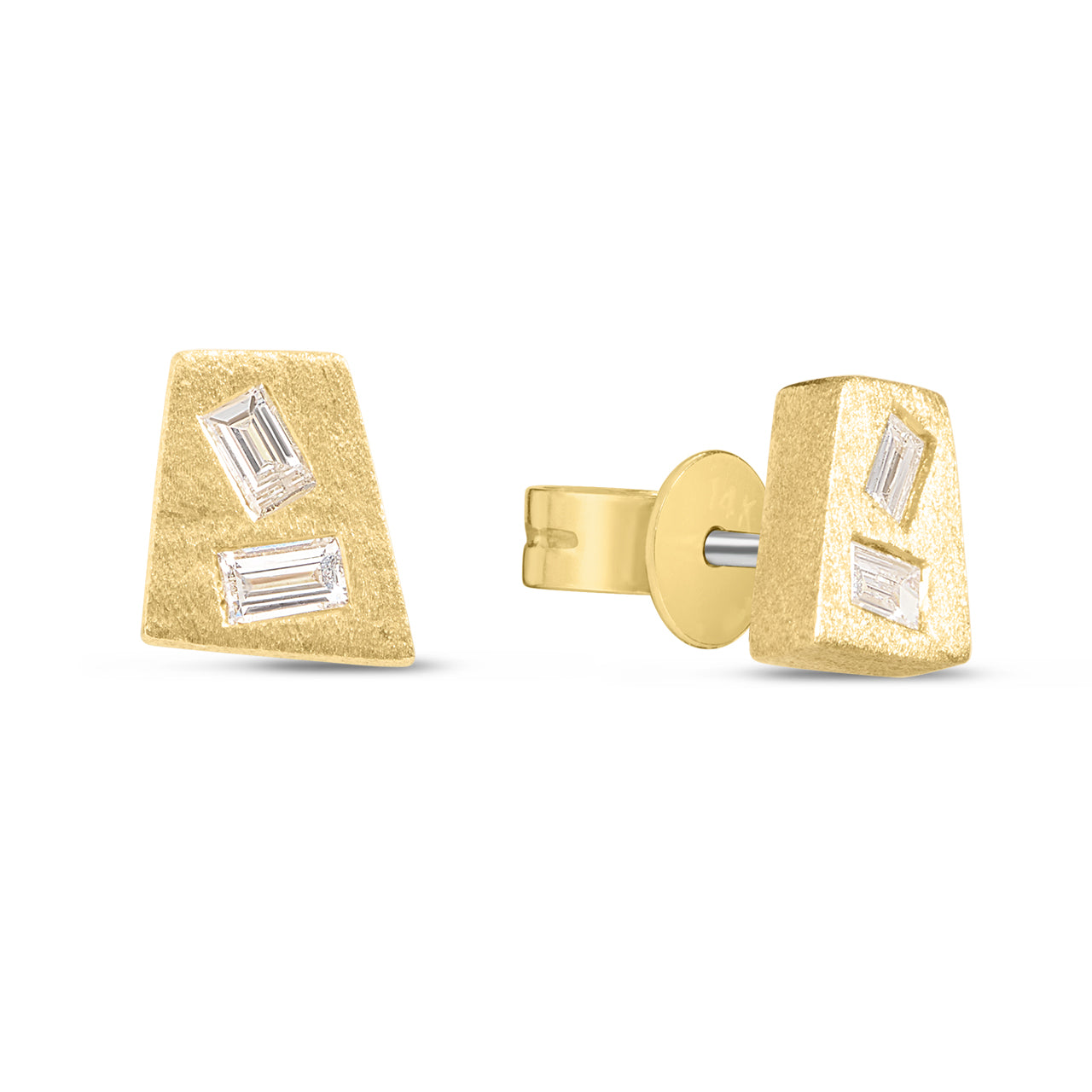 Diamond Baguette Trapezoid Stud Earring